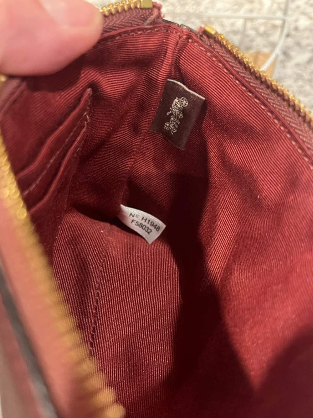 Coach Shimmer Burgundy Leather Wristlet - Picture 7 of 9